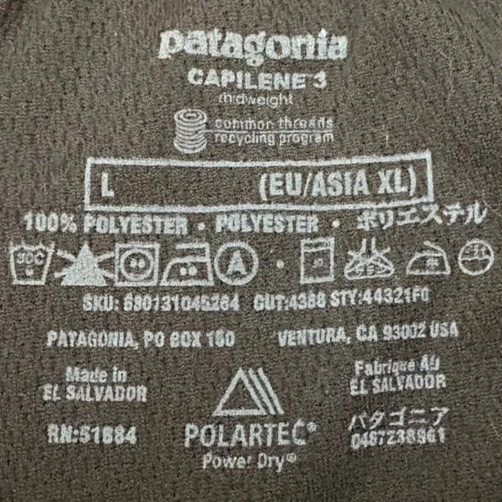 Patagonia Capilene 3 Baselayer Bottoms Mens Large Black Thermal Long John Pants